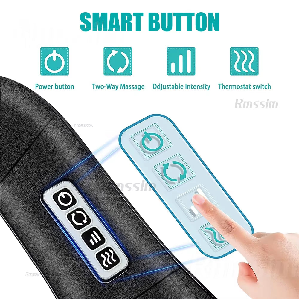 Neck and Shoulder Massager Heated Back Massager U Shape Deep Kneading Electric Massage Pillow for Neck Waist Leg Body