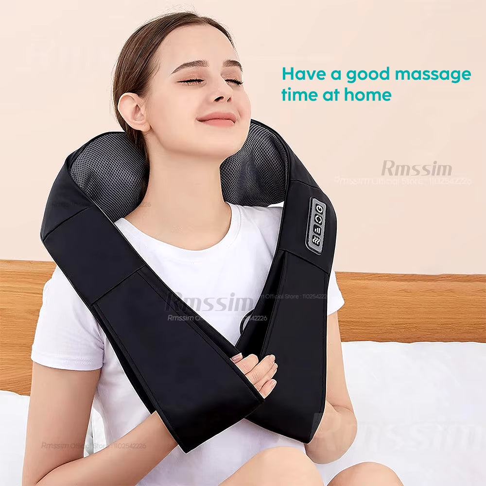 Neck and Shoulder Massager Heated Back Massager U Shape Deep Kneading Electric Massage Pillow for Neck Waist Leg Body