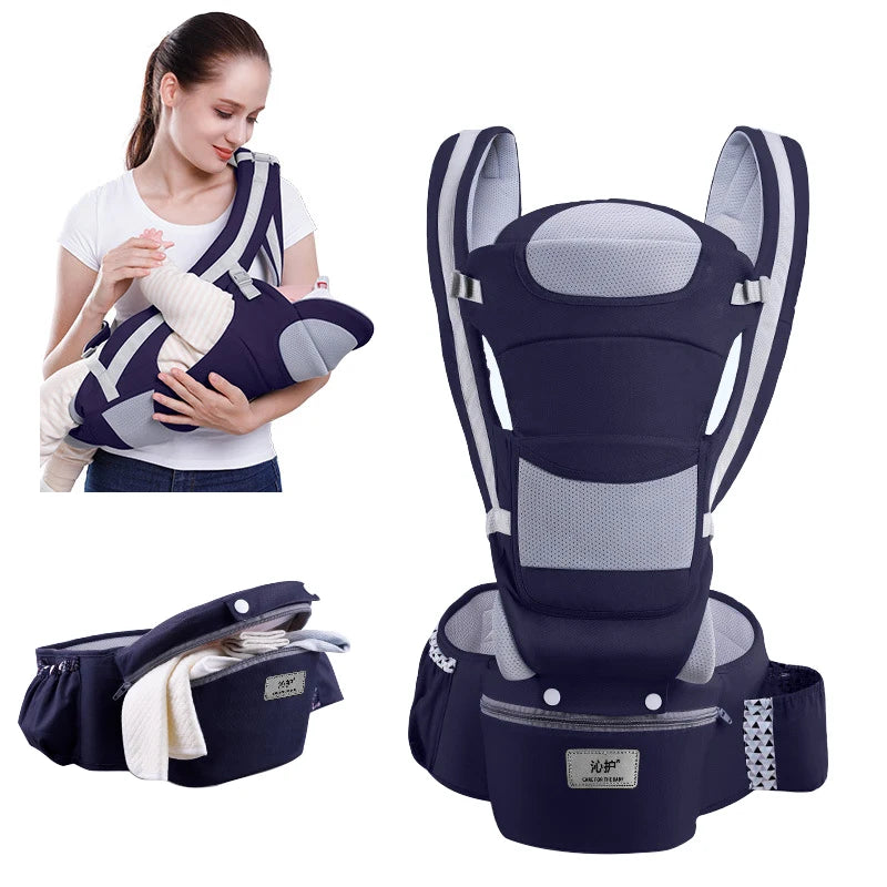  Newborn Baby Carrier Backpack - Front Facing Hipseat Sling for Comfortable Travel