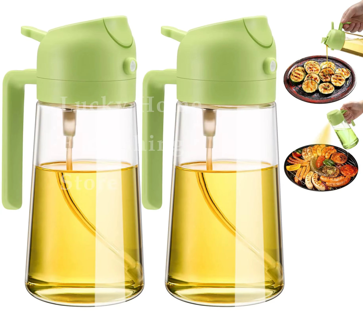 Elevate Your Cooking with the 2-in-1 Olive Oil Dispenser Bottle - 500ml Plastic Oil Sprayer for Effortless Cooking, BBQ, and Baking!