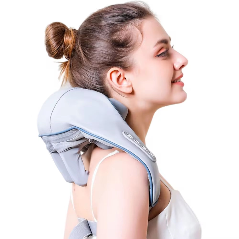  Portable Mini Relaxer Dredge Kneading Smart Electric Wrap Heated Trapezius Muscle Neck Multifunctional Shiatsu Massage Shawl