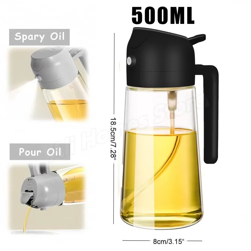 Elevate Your Cooking with the 2-in-1 Olive Oil Dispenser Bottle - 500ml Plastic Oil Sprayer for Effortless Cooking, BBQ, and Baking!