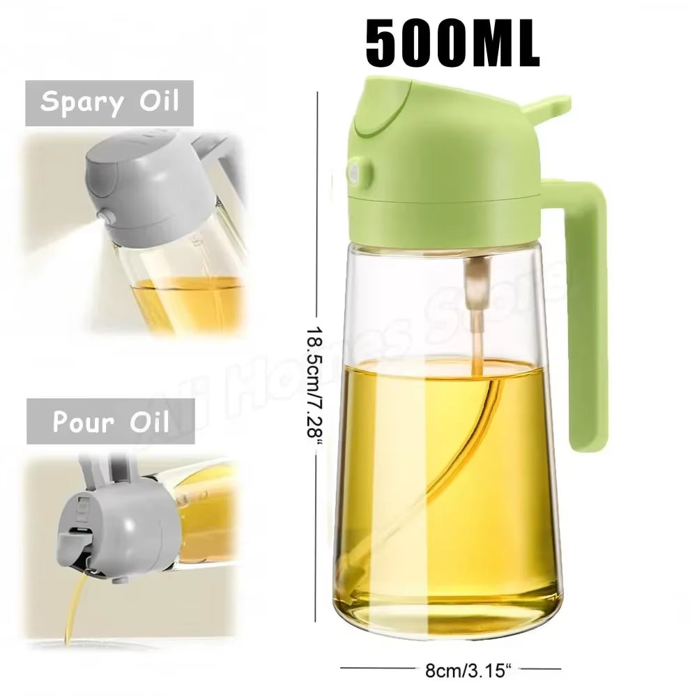 Elevate Your Cooking with the 2-in-1 Olive Oil Dispenser Bottle - 500ml Plastic Oil Sprayer for Effortless Cooking, BBQ, and Baking!
