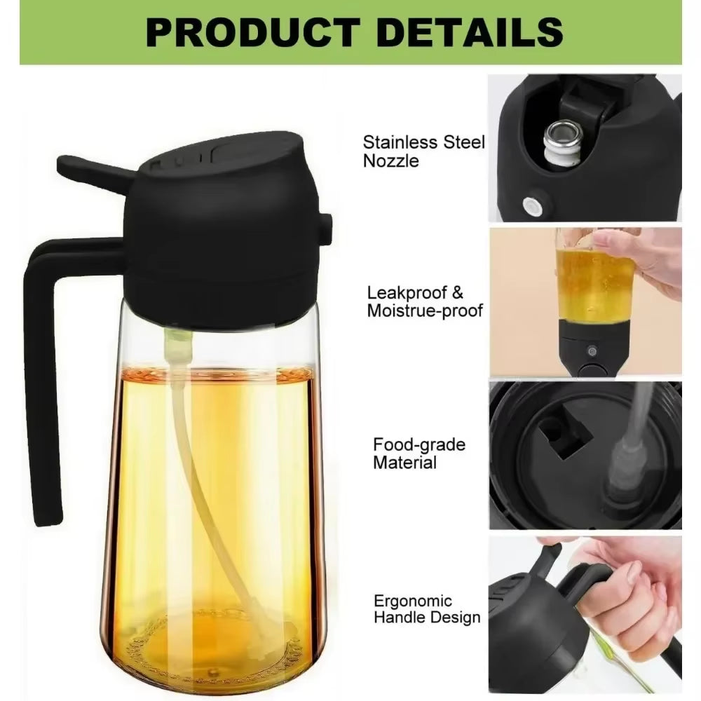 Elevate Your Cooking with the 2-in-1 Olive Oil Dispenser Bottle - 500ml Plastic Oil Sprayer for Effortless Cooking, BBQ, and Baking!