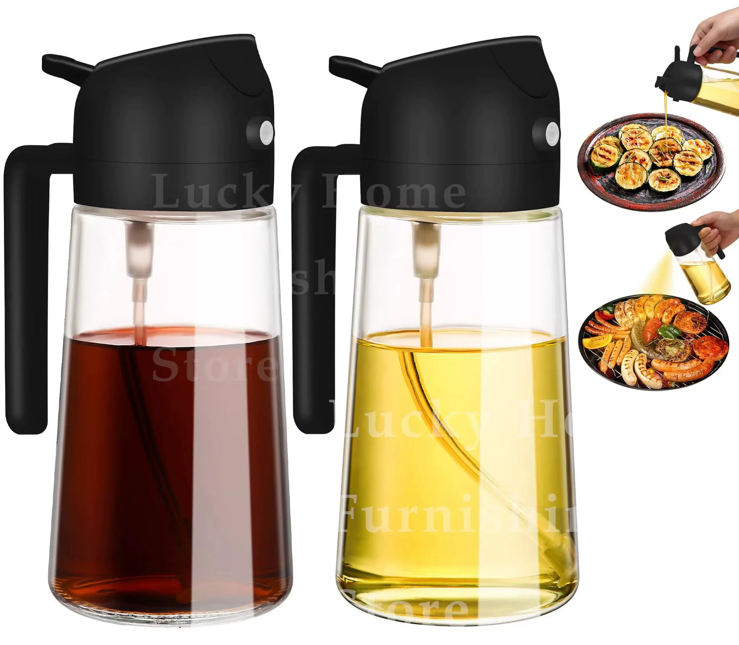Elevate Your Cooking with the 2-in-1 Olive Oil Dispenser Bottle - 500ml Plastic Oil Sprayer for Effortless Cooking, BBQ, and Baking!