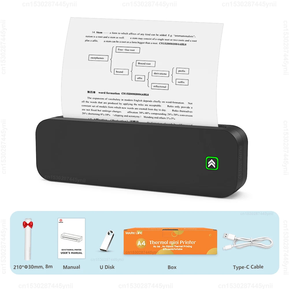 Portable A4 Thermal Printer Inkless Bluetooth Photo PDF Document Printer Memo Note Tattoo Print Wireless Tattoo Stencil Printer