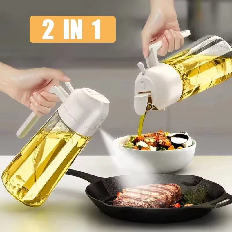 Elevate Your Cooking with the 2-in-1 Olive Oil Dispenser Bottle - 500ml Plastic Oil Sprayer for Effortless Cooking, BBQ, and Baking!