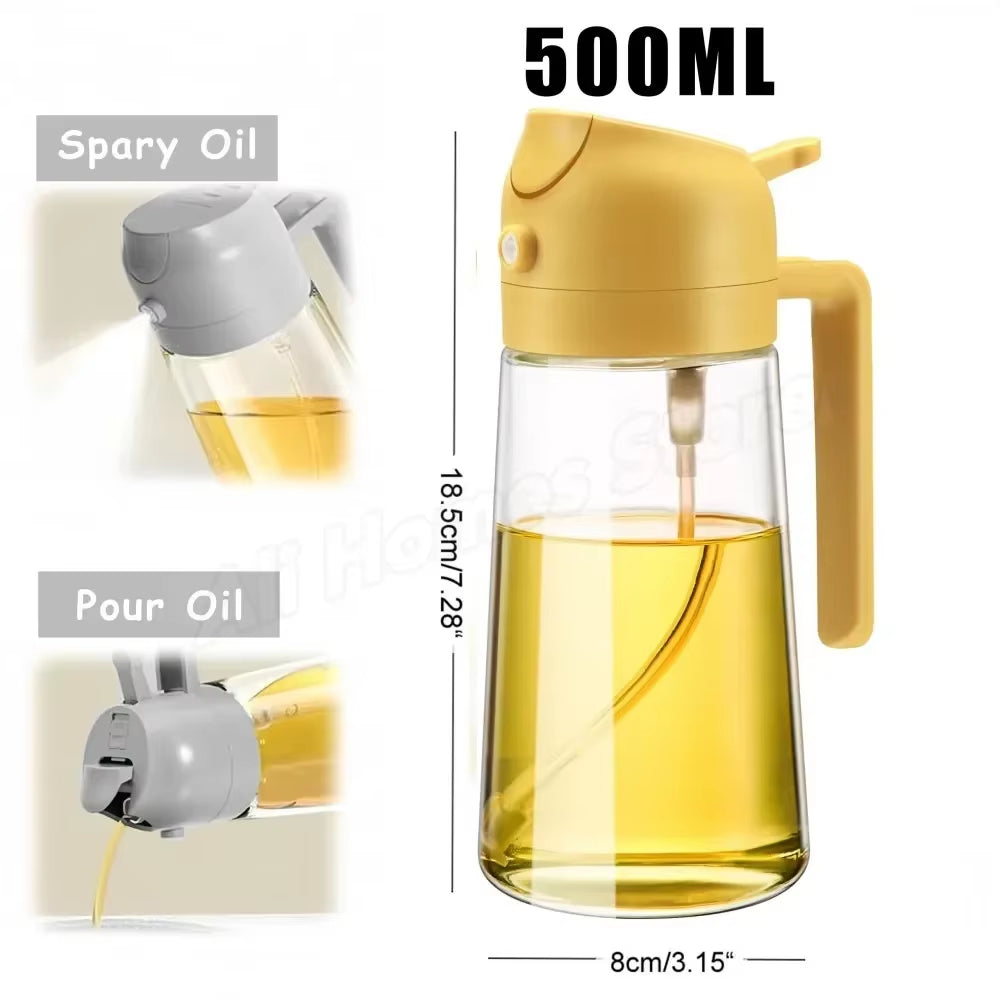 Elevate Your Cooking with the 2-in-1 Olive Oil Dispenser Bottle - 500ml Plastic Oil Sprayer for Effortless Cooking, BBQ, and Baking!