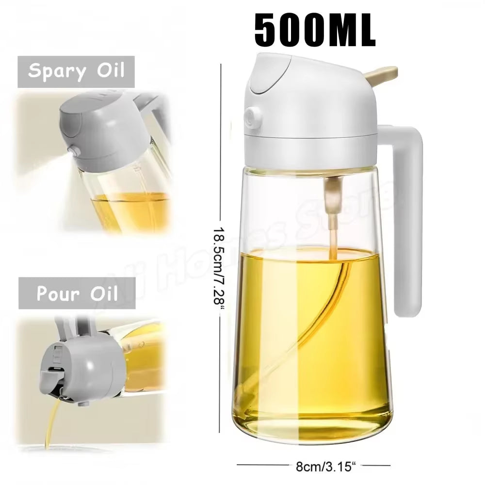 Elevate Your Cooking with the 2-in-1 Olive Oil Dispenser Bottle - 500ml Plastic Oil Sprayer for Effortless Cooking, BBQ, and Baking!