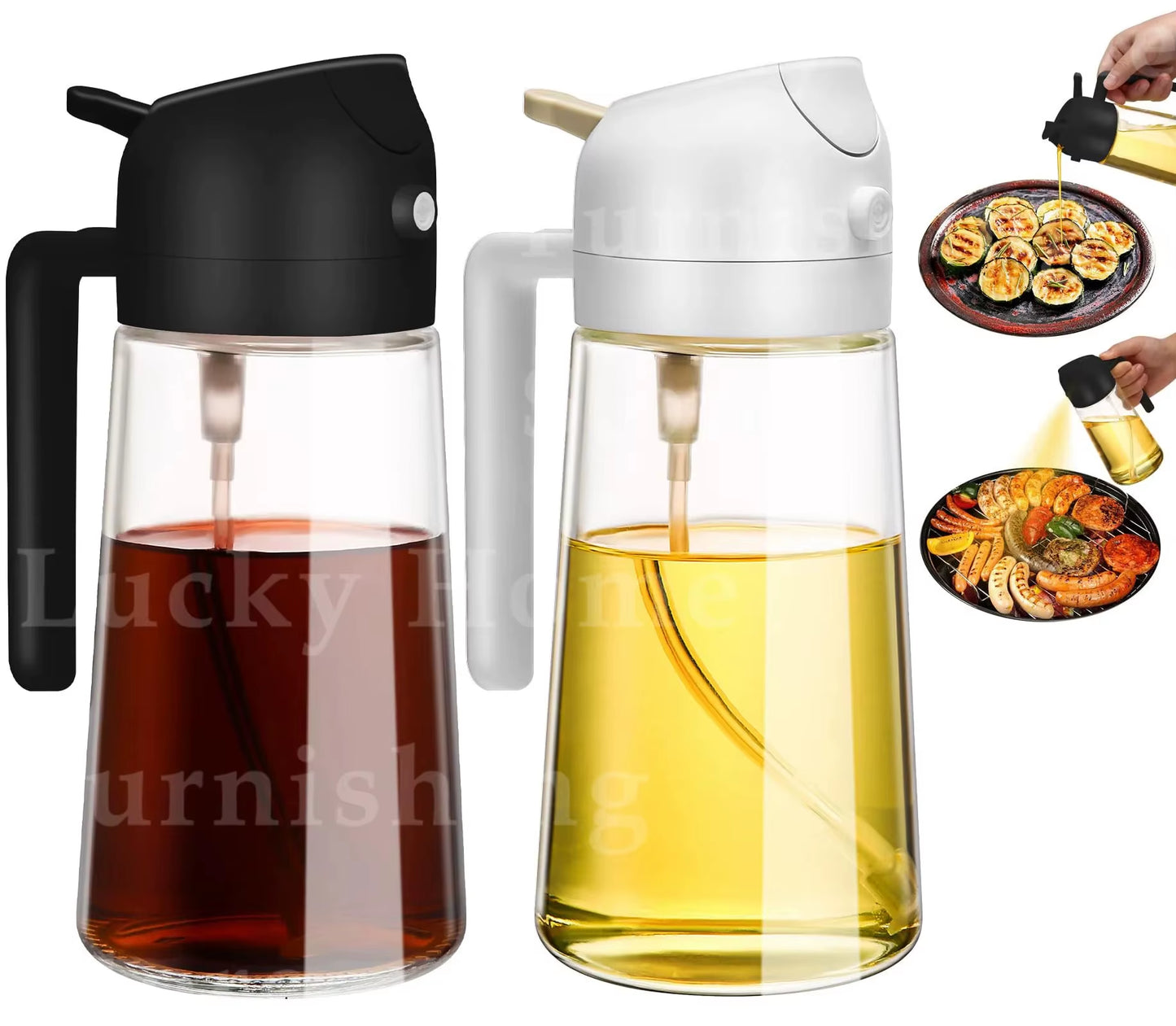 Elevate Your Cooking with the 2-in-1 Olive Oil Dispenser Bottle - 500ml Plastic Oil Sprayer for Effortless Cooking, BBQ, and Baking!