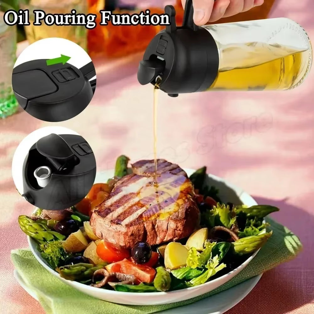 Elevate Your Cooking with the 2-in-1 Olive Oil Dispenser Bottle - 500ml Plastic Oil Sprayer for Effortless Cooking, BBQ, and Baking!