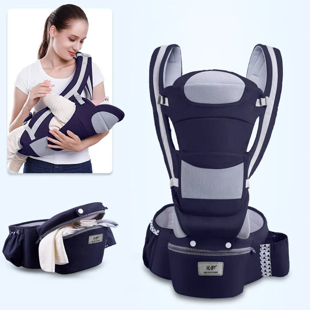  Newborn Baby Carrier Backpack - Front Facing Hipseat Sling for Comfortable Travel