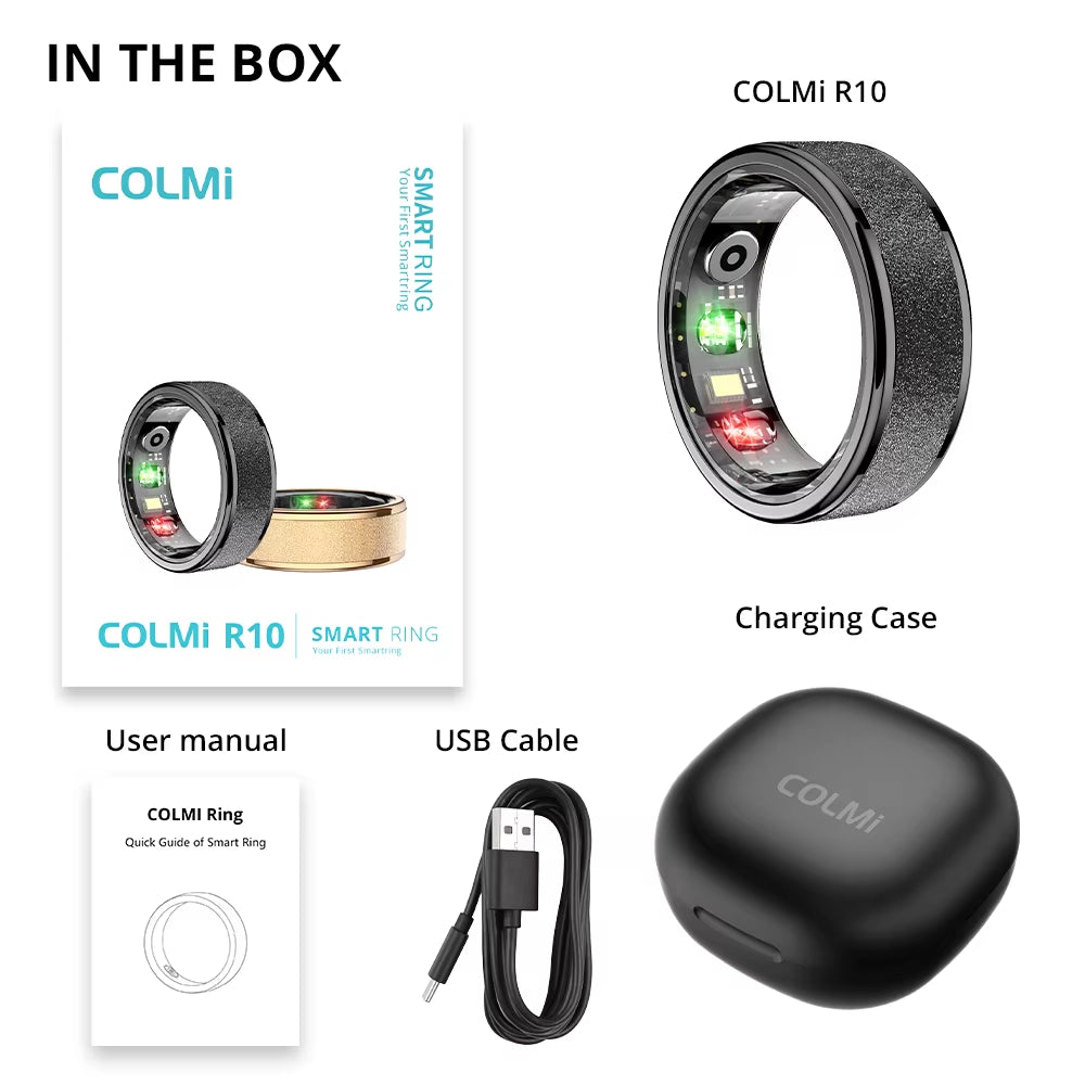 R10 Smart Ring with Charging Case - Health & Sleep Monitor, 5ATM Waterproof, Multi-Sport Mode for Men & Women