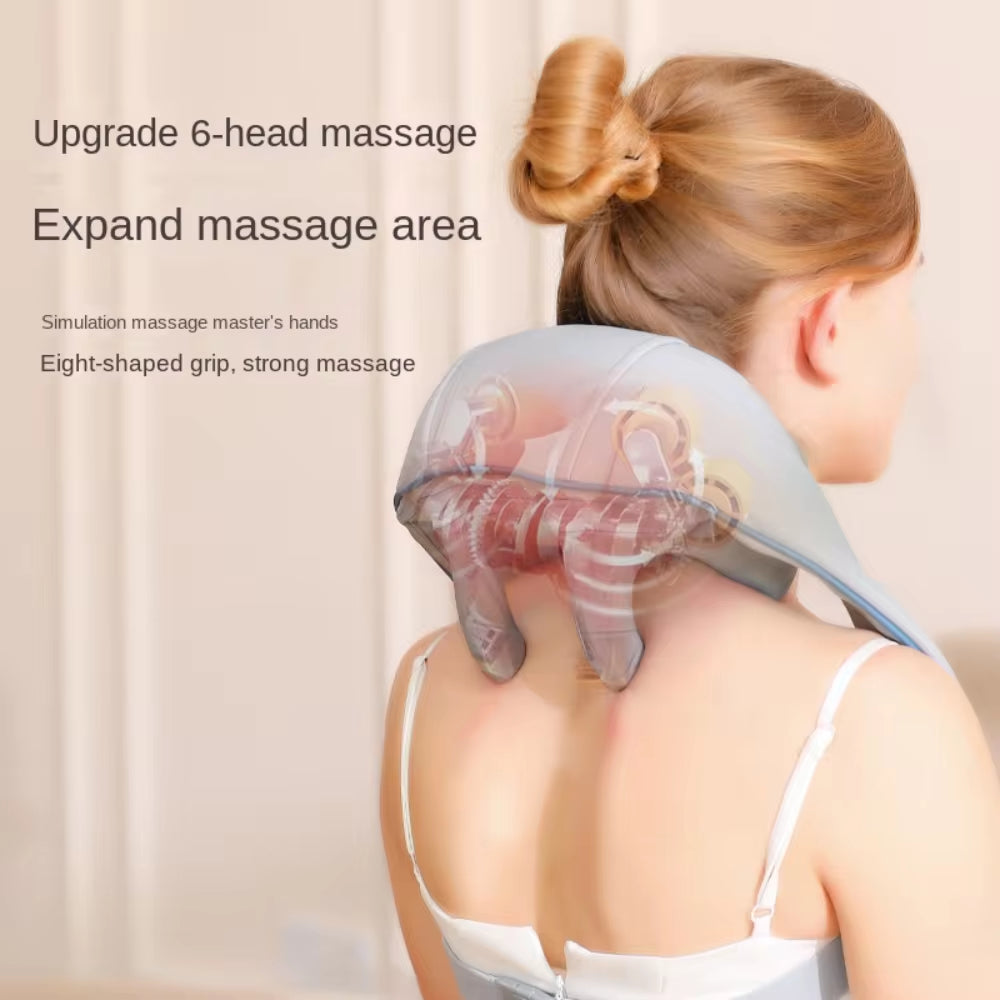  Portable Mini Relaxer Dredge Kneading Smart Electric Wrap Heated Trapezius Muscle Neck Multifunctional Shiatsu Massage Shawl